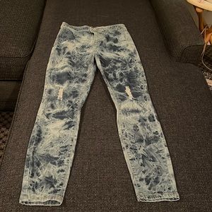 Tie dye stone washed look jeans